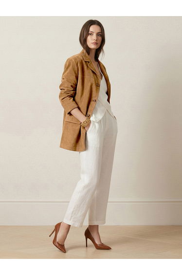 Long Sleeves Loose Buttoned Solid Color Split-Joint Notched Collar Blazer Outerwear