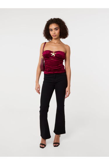 Soft Shimmer Velvet Texture Bra Cup Top