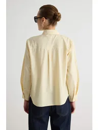 Yellow Striped Wide-Fit Shirt with Button Detail - 3