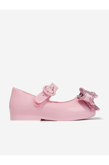 Mini Melissa Girls Mini Sweet Love Bow Jelly Ballerinas in Pink