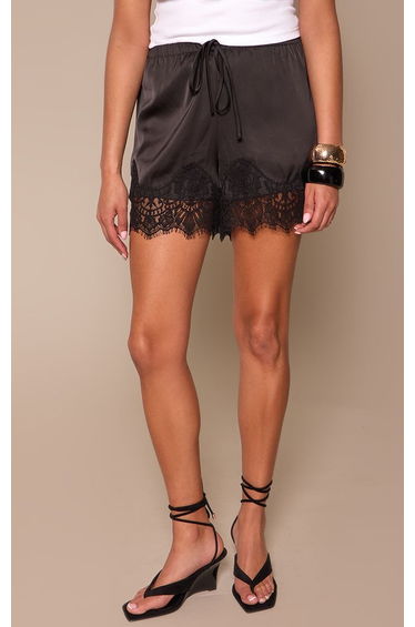 Black Faux Suede Toe Thong Lace Up Wedges