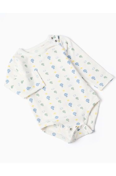 Long sleeve bodysuit + jumpsuit for newborn boys white/green