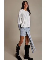 Grey Jersey Stripe Contrast Shift Dress