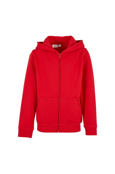 Build Your Brand Childrens/Kids Basic Organic Full Zip Hoodie - City Red