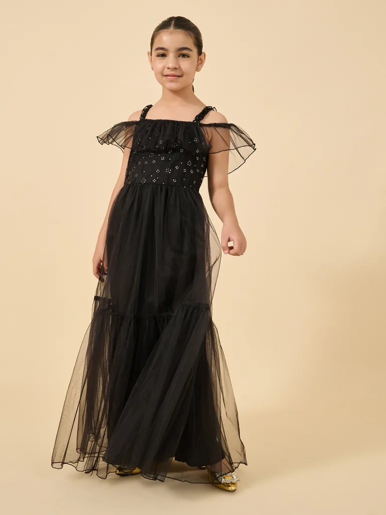 Sequin Embellished Cold-Shoulder Sleeves A-Line Dress Styli : Dresses : VogaCloset Oman Sequin Embellished Cold-Shoulder Sleeves A-Line Dress Styli : Dresses : VogaCloset Oman