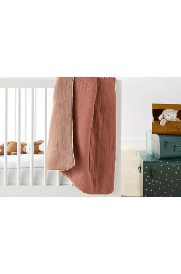 Kumla Two-Tone 100% Cotton Muslin Baby Blanket