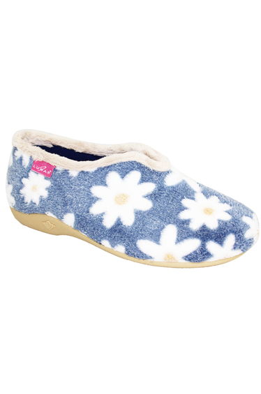 Lunar Womens/Ladies Daisy Slippers - Blue