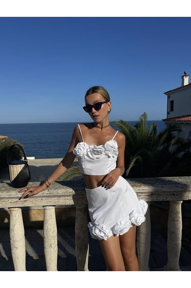 Ella Co-ord 3D Corsage Crop-Top