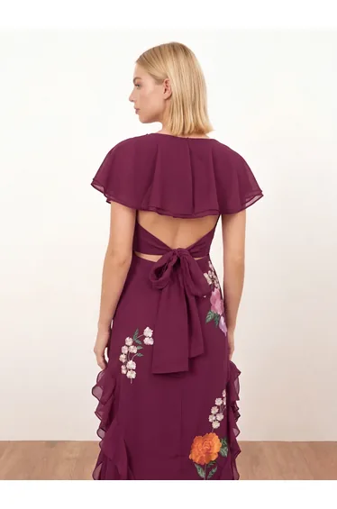 maya bridesmaid delicate sequin wrap maxi dress in taupe blush Maya Taupe Blush Stripe Embellished Maxi Dress With Sash Belt – Maya Deluxe main image 0