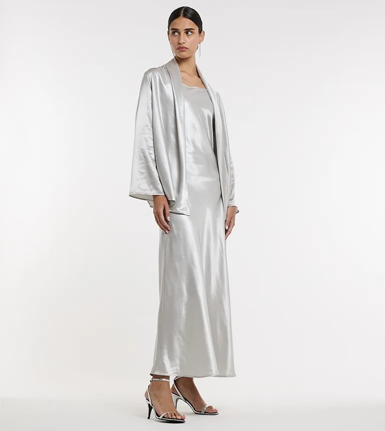 long silver shrug for dresses Dress Ladies Silver Jackets Shrugs Sequin Shrug 3/4 Sleeve Open Front Glitter Sparkly Short Jacket,