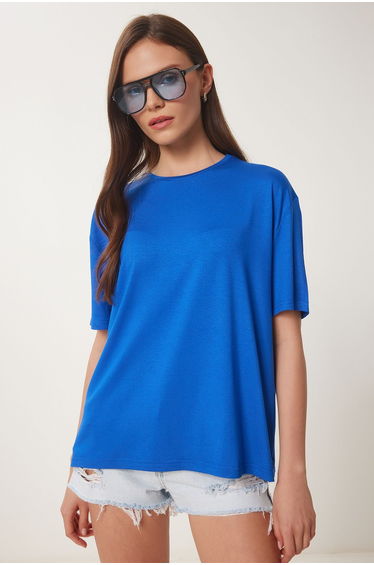 Women's Dark Blue Basic Knitted T-Shirt
