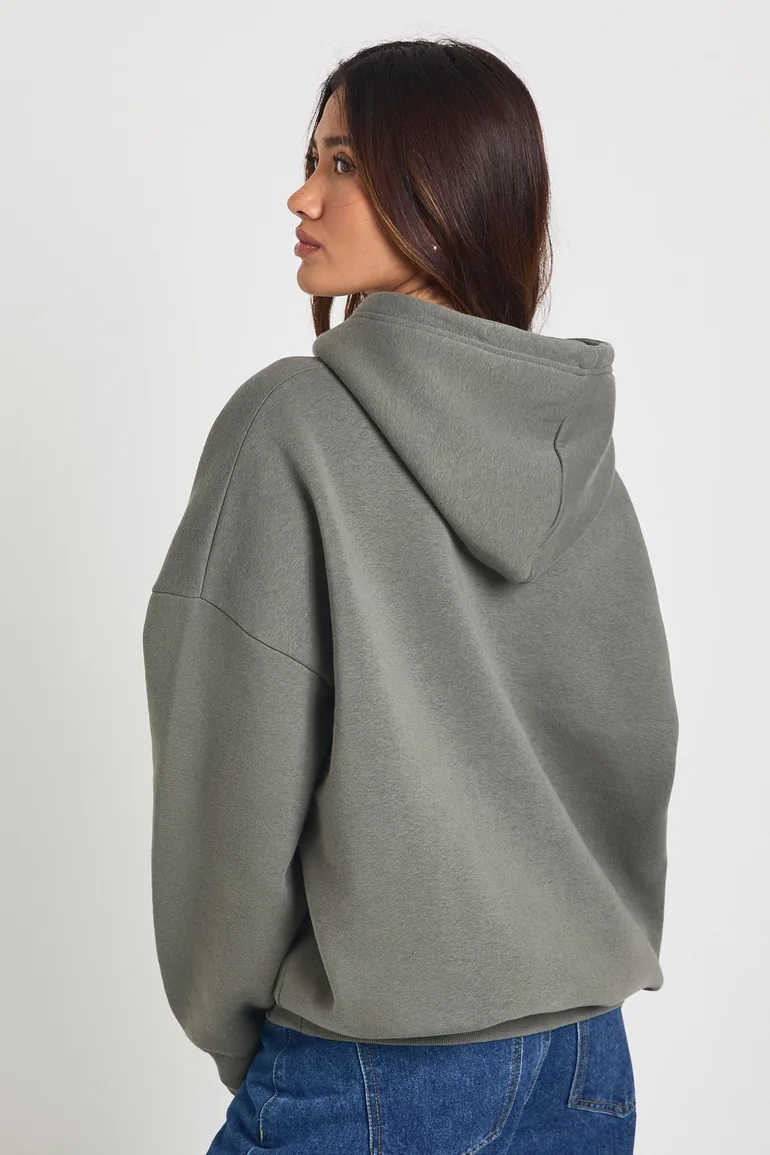 Camo Distressed Applique Hoodie - khaki - 2