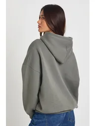 Camo Distressed Applique Hoodie - khaki - 2