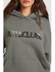 Camo Distressed Applique Hoodie - khaki - 3