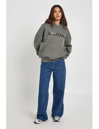 Camo Distressed Applique Hoodie - khaki