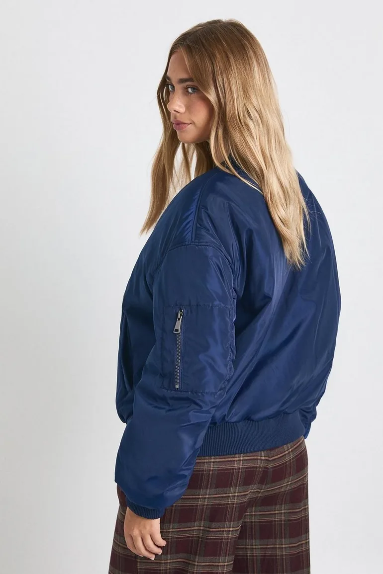 Oversized Bomber Jacket - navy - 1