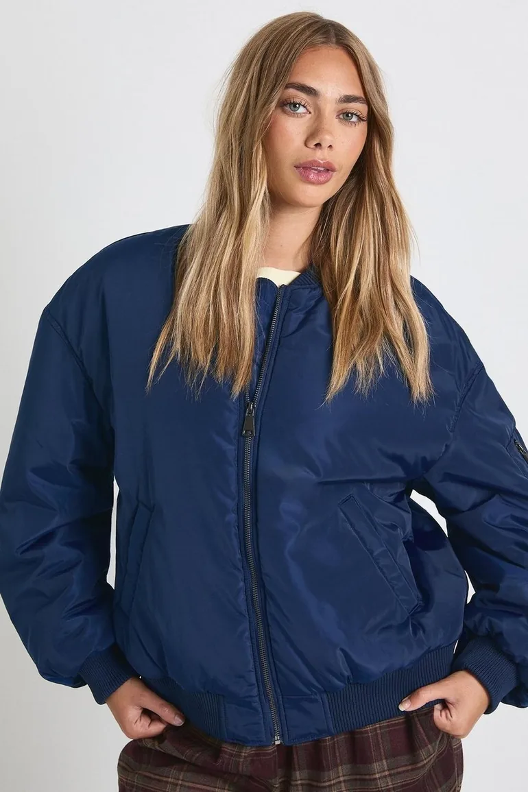 Oversized Bomber Jacket - navy - 2