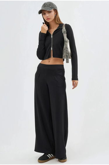 BUSEM Elastic Waist Wide Leg Pants