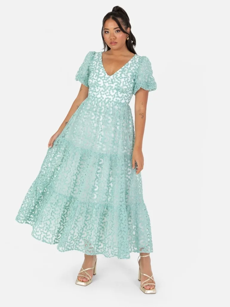 Shop Maya Mint Floral Embroidered Open Back maxi Dress Maya Deluxe Online in Oman Shop Maya Mint Floral Embroidered Open Back maxi Dress Maya Deluxe Online in Oman
