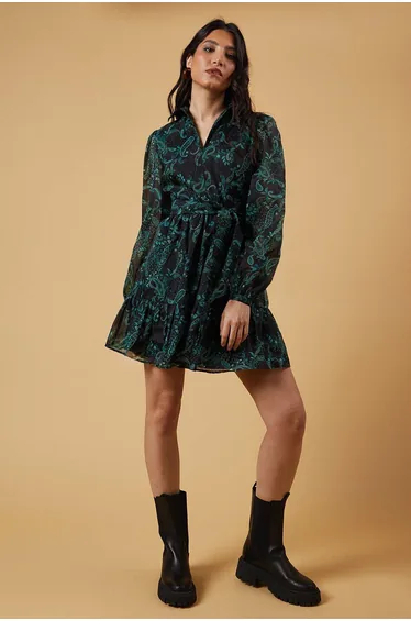 Organza Collared Mini Dress