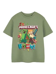 Minecraft Boys Boom Cotton T-Shirt - Green