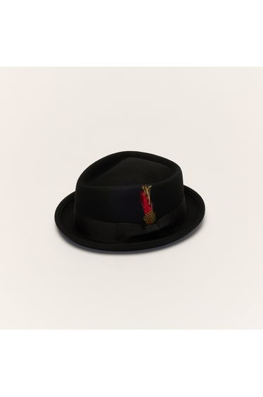 Diamond Crown Black Wool Pork Pie Hat