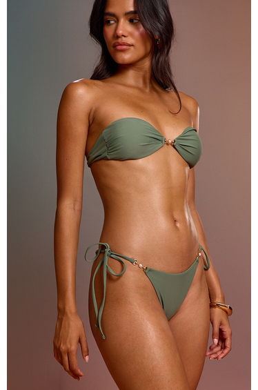 Sage Trim Detail Tie Side Bikini Bottoms