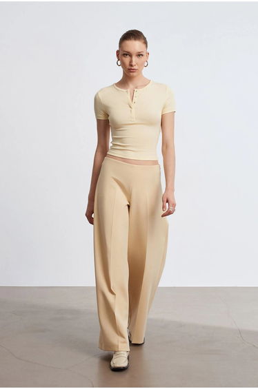 DILVIN Slim Fit Crop Jersey Blouse