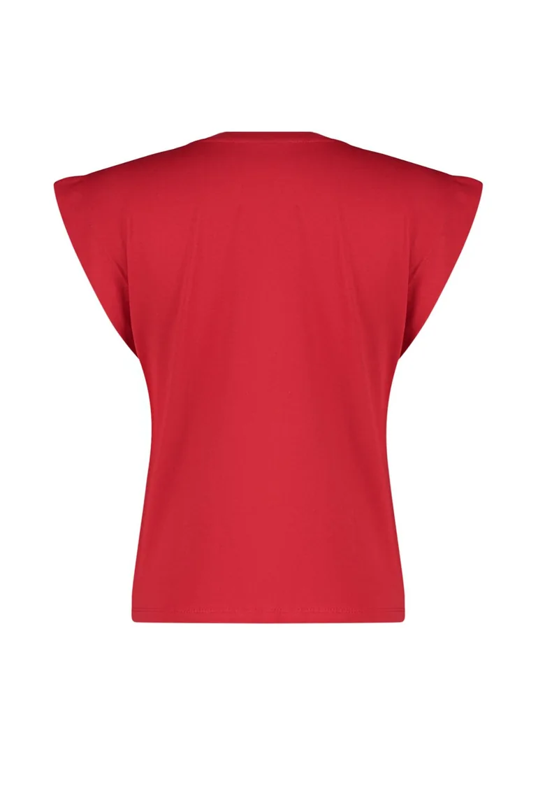 Red 100% Cotton Wadding Look Basic Crew Neck Knitted T-Shirt - 7