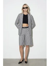 Dilvin Women's High-waist Striped Belted Tailored Shorts