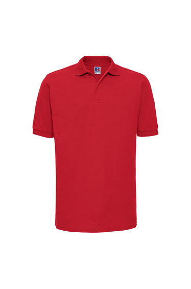 Russell Mens Ripple Collar & Cuff Short Sleeve Polo Shirt - Bright Red