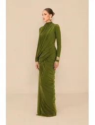 Swan Song High Neck Asymmetric Drape Maxi Dress - 1