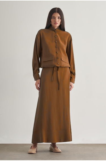 Mizalle Modal Blend Maxi A-Line Skirt