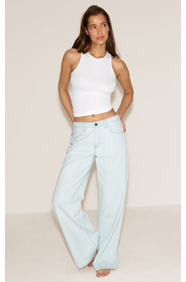 White Soft Rib Racer Neck Vest Top