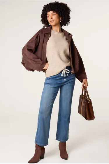 Elasticated Waist Jeans With Tie