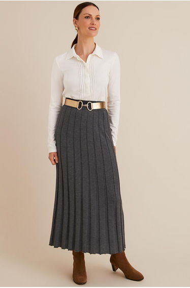 Recycled Pleated Knit Skirt