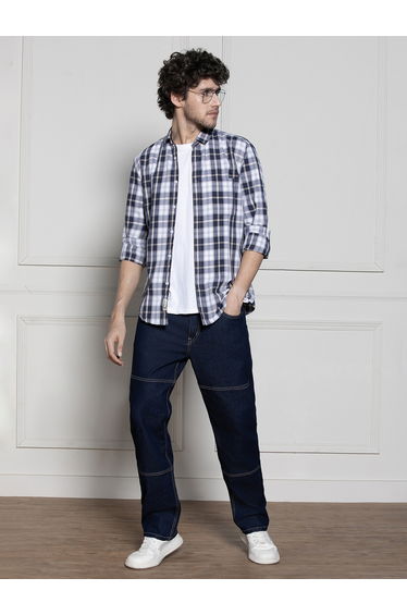 Cut and Sew Panel Relaxed Fit Jeans