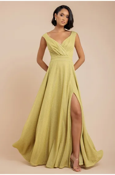 فستان ماكسي بتصميم متقاطع بذرات لامعة