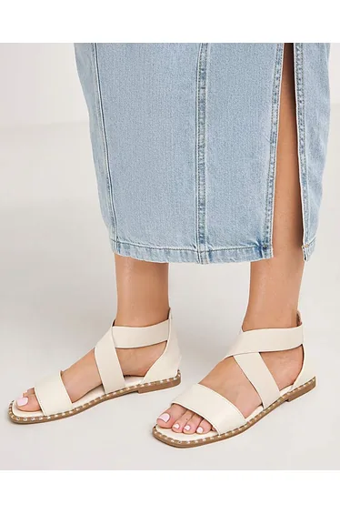 Stretch Cross Upper Flat Sandal Ex Wide