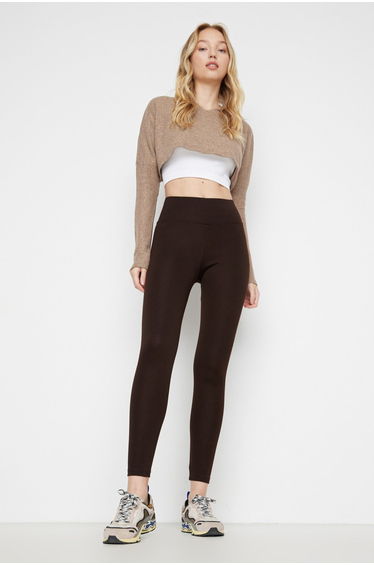 Leggings - Brown - High Waist