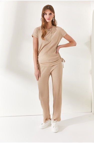 Women's Stones Shirred Blouse, Palazzo Pants Set