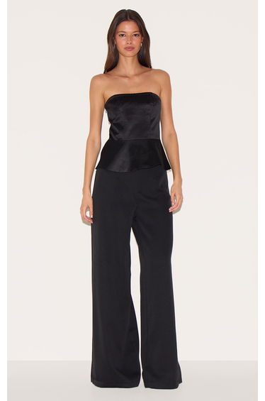 Black Satin Peplum Corset