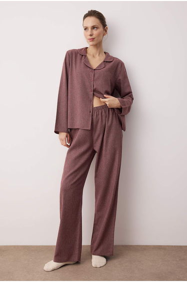 Burgundy Plaid / Checkered Flannel Woven Pajama Set