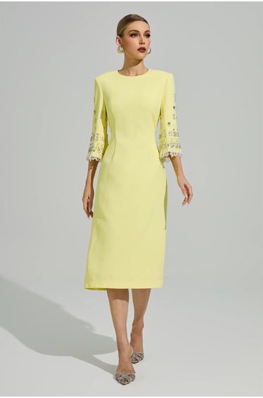 Jetty Yellow Diamond Midi Dress