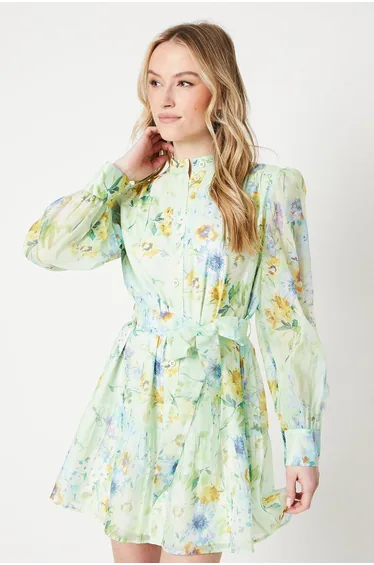 فستان قميص قصير أورجانزا