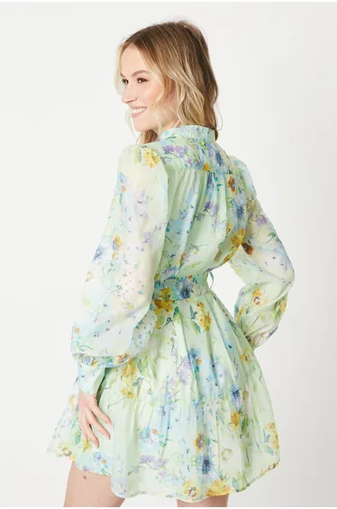 فستان قميص قصير أورجانزا