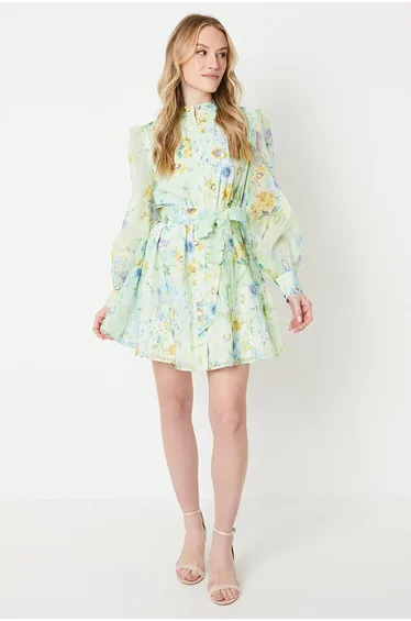 فستان قميص قصير أورجانزا