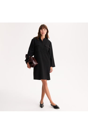 Short Shift Dress in Stretch Polyviscose