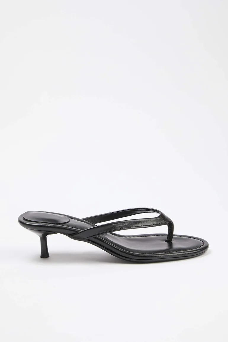 Black 4.5 cm Women's Flip-Flop Heeled Slippers
