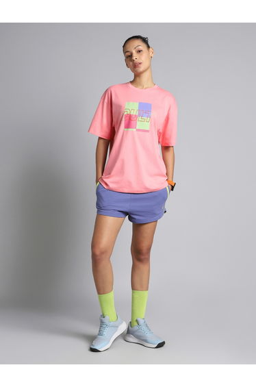 Women Pink Brand Carrier Oversized T-Shirt